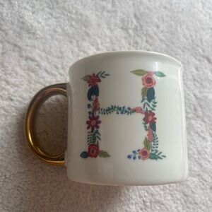 Target Opalhouse Floral Monogram Mug H with Gold Handle